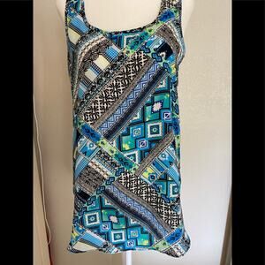 NWT Hippie rose blue and black patterned tank
